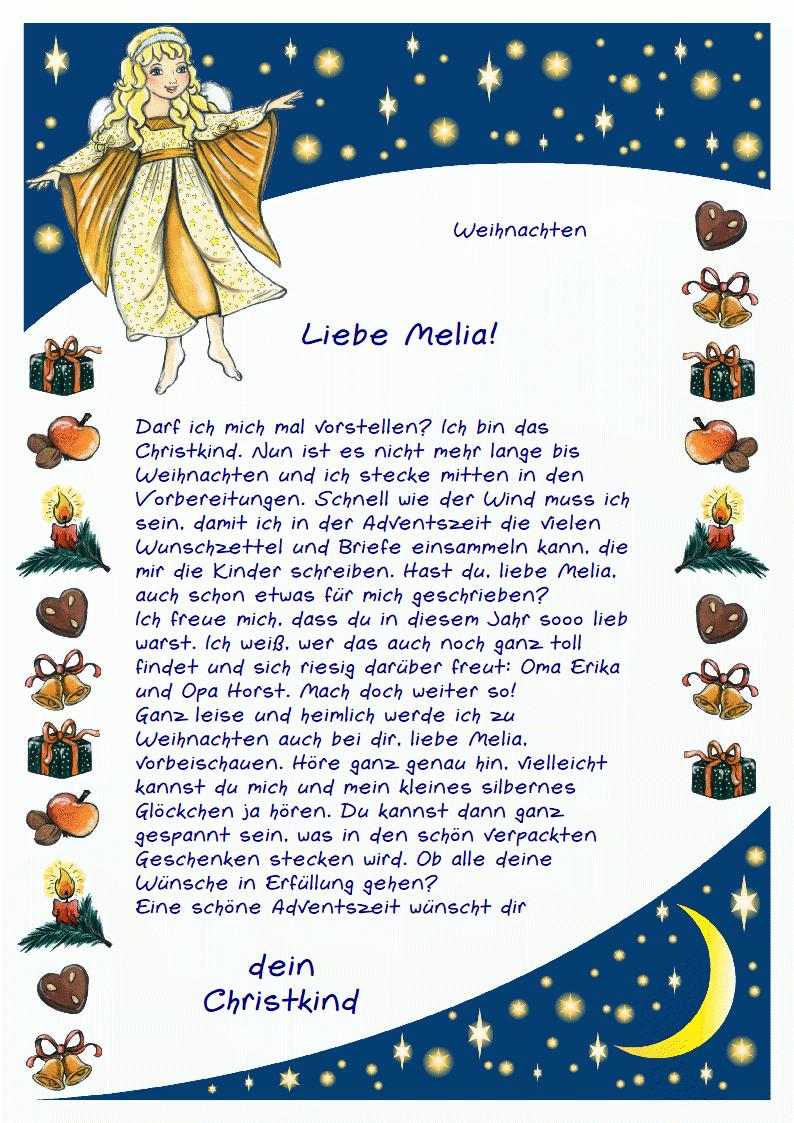 Ein Brief vom Christkind Text 1