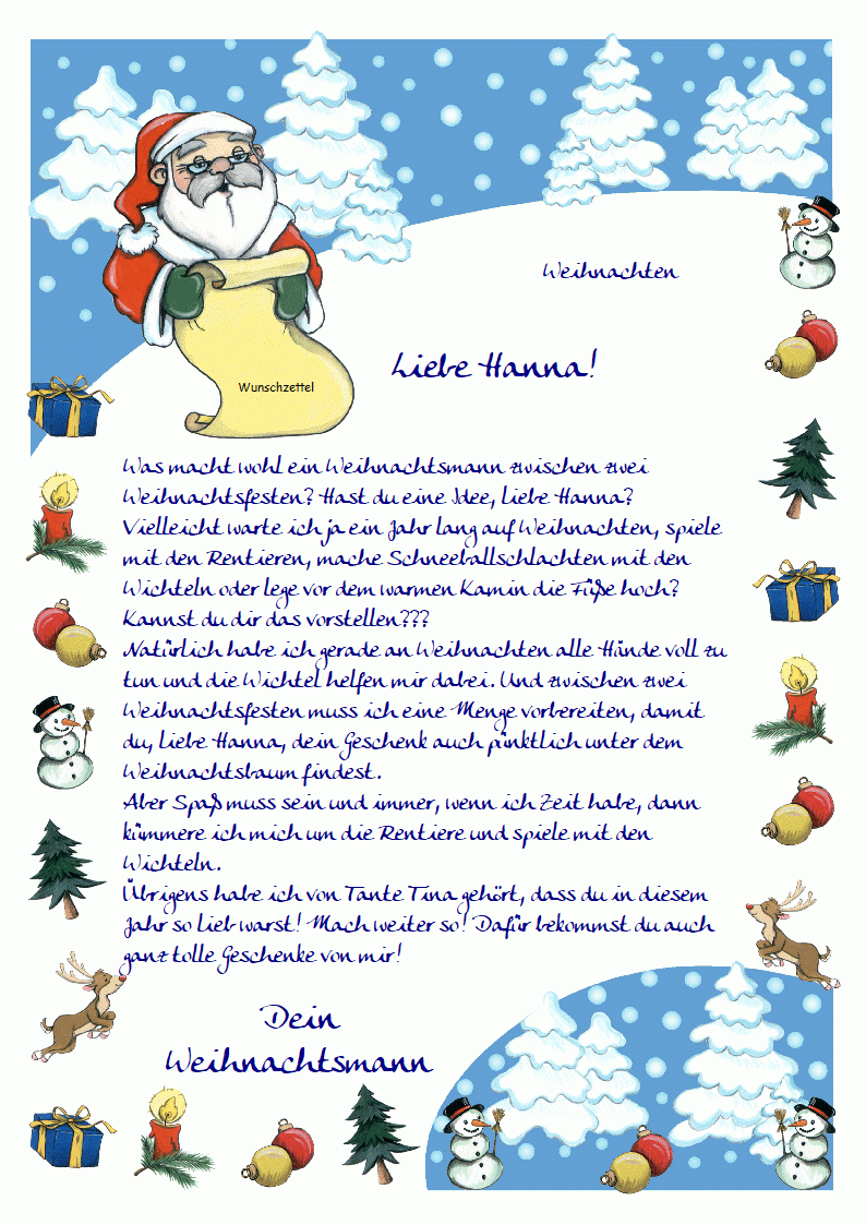 Ein Brief vom Weihnachtsmann Text 2
