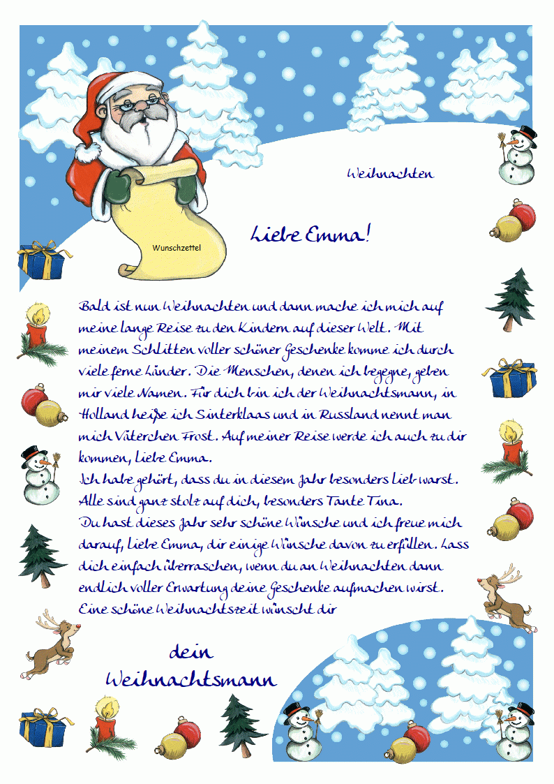 Ein Brief vom Weihnachtsmann Text 4