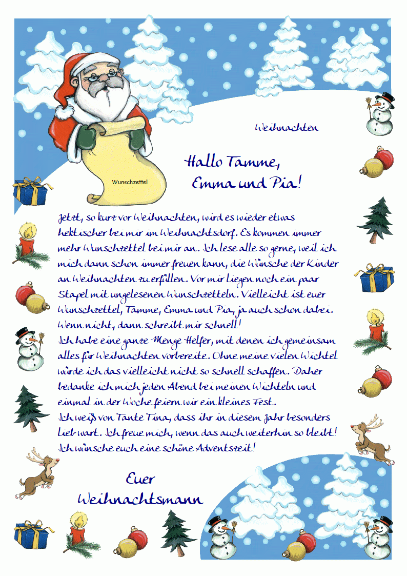 Ein Brief vom Weihnachtsmann Text 5